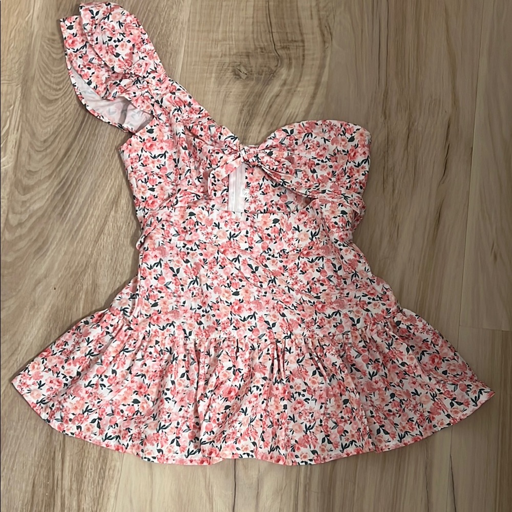 Floral One-Shoulder Mini Dress